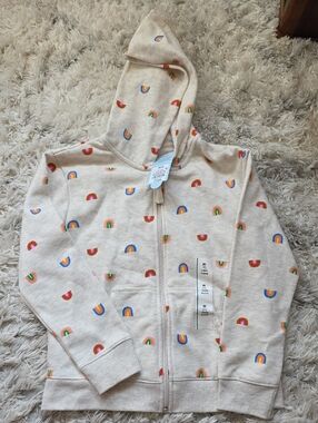 Cat & Jack Cream Rainbow Print Zip Hoodie
